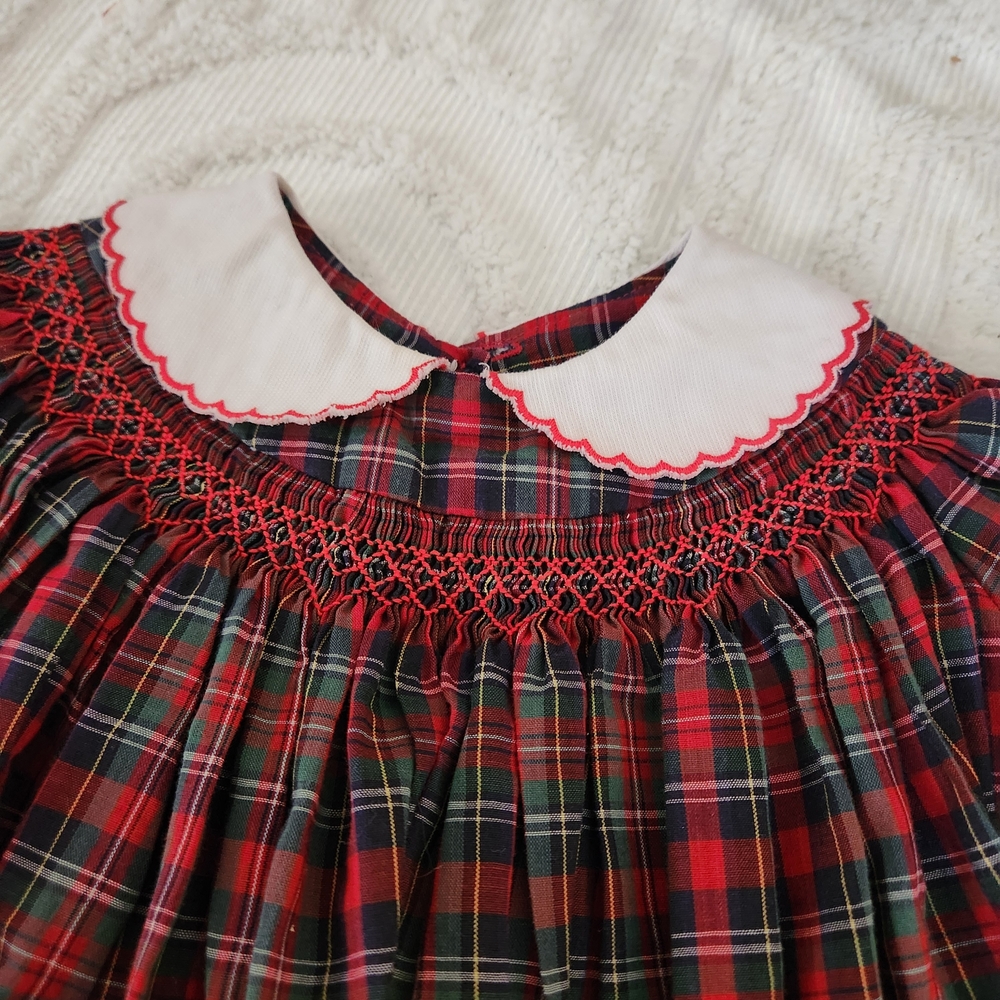 Plaid Kids Casual Dress with Peter Pan Collar